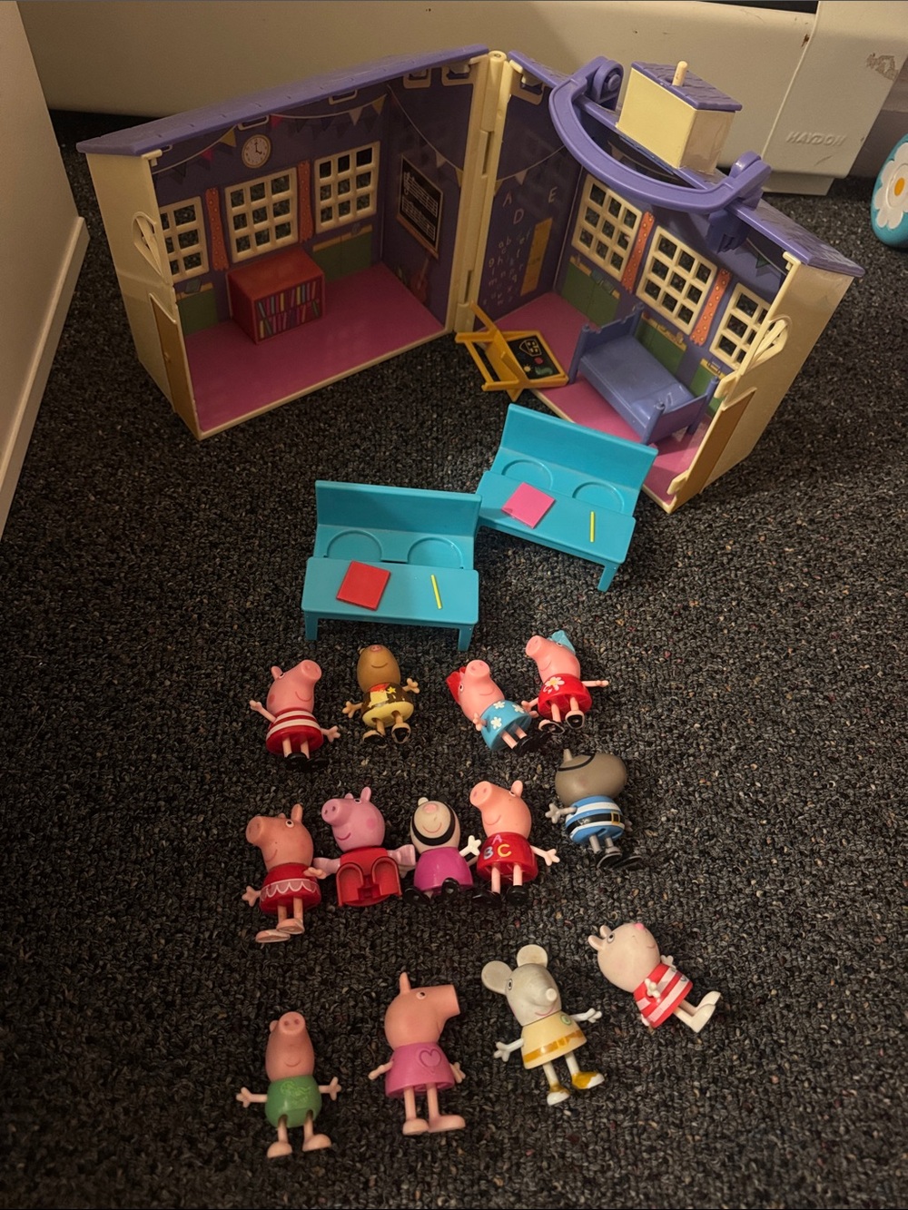 Peppa Pig School House fold-out playset, large assortments of figures